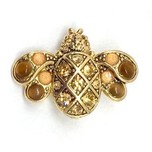 LIZ CLAIBORNE Vintage Bee brooch pin gold amber